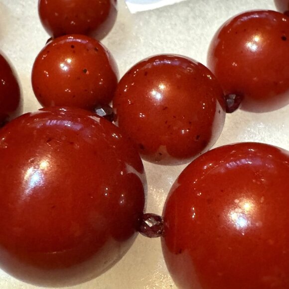 Ben-Amun Cherry Red Graduated Bead Necklace 36" Vintage Look Lobster Clasp Rock - Picture 2 of 9